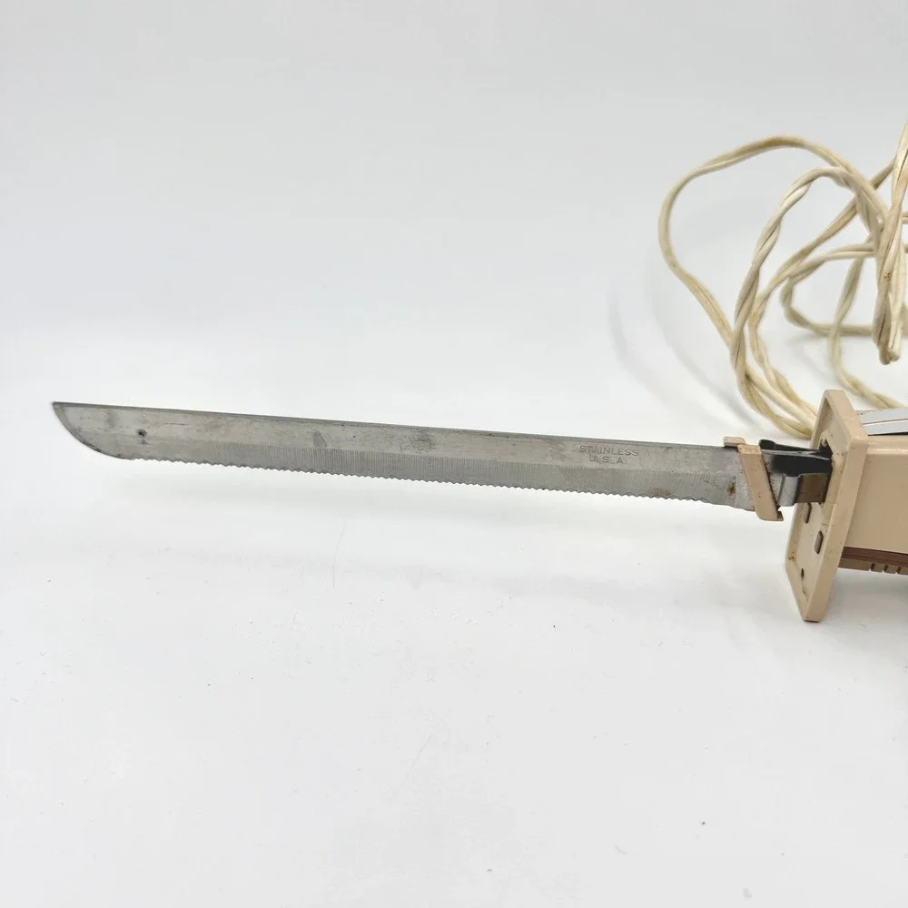 Vintage Lady Vanity‎ Electric Carving Knife Beige MCM Starburst Stainless USA